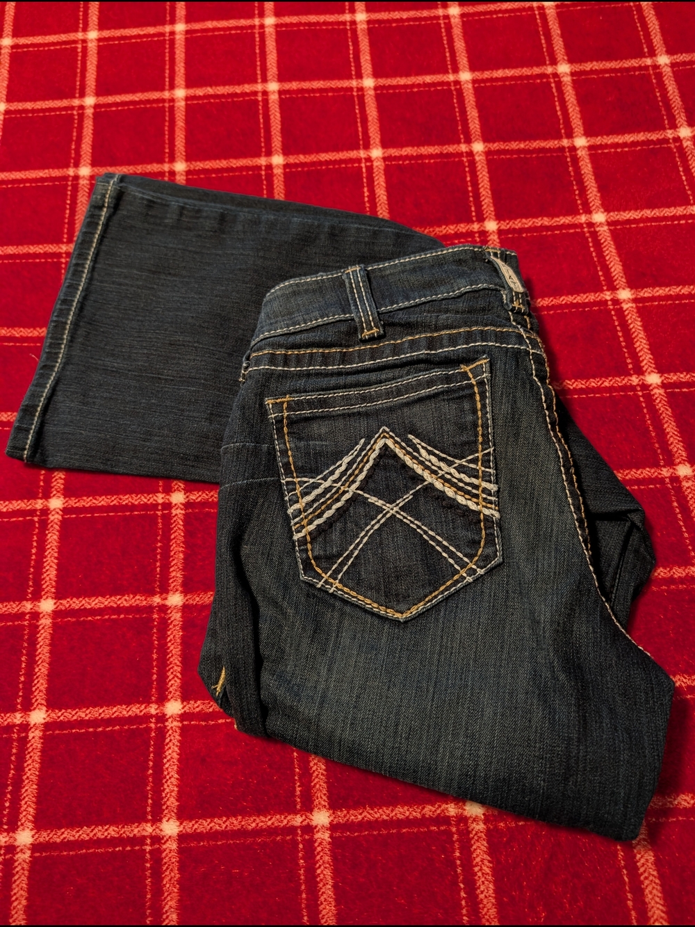 Ariat Dark Blue Bootcut Jeans with Contrast Stitching